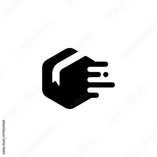 Speed Learning A Modern Icon Representing Fast Acquisition of Knowledge from a Book, Enhanced with Motion Lines