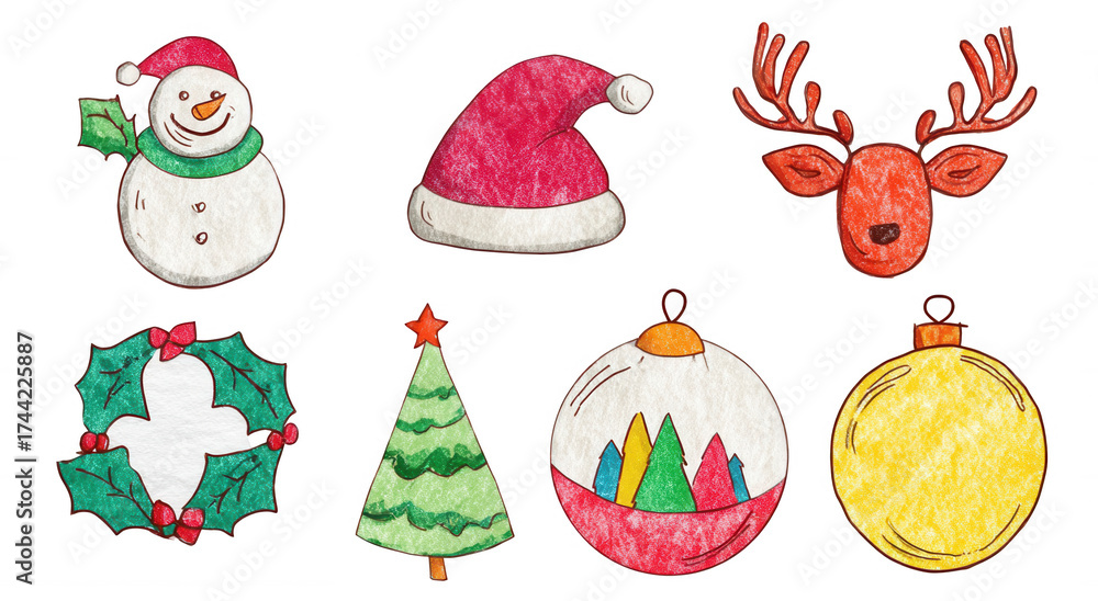 Fototapeta premium set of cute christmas drawings