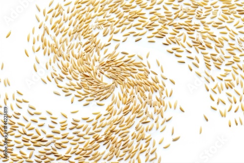 Golden grains spiral on white organic wheat kernels nature s pattern on transparent background