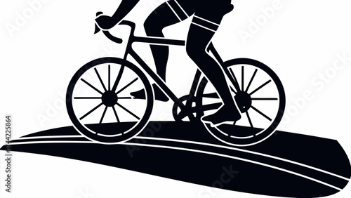 Dynamic cyclist riding bicycle silhouette vector illustration for sports and recreation design