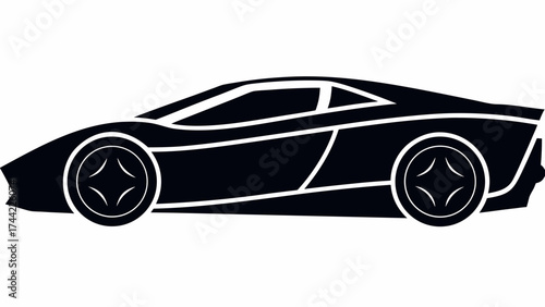 Sleek modern car silhouette icon for stylish designs, automotive industry and transportation themes