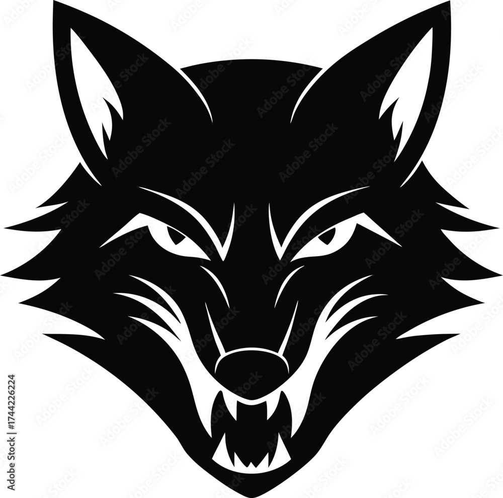 Obraz premium Vector illustration of a wolf head icon for a wildlife logo or tattoo symbol
