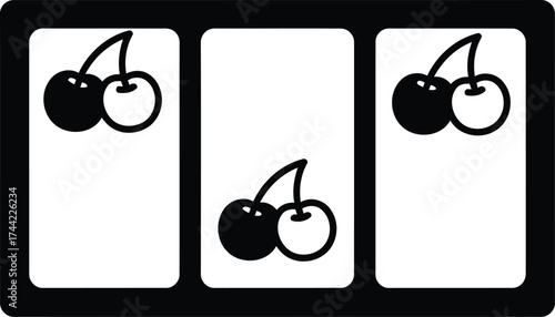 Slot machine with two cherries on the first and third reels