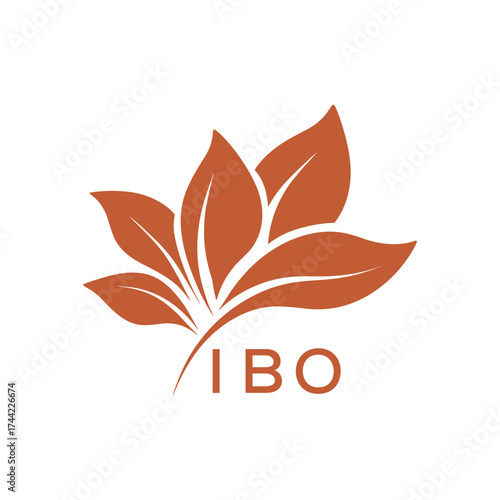 Modern Abstract Botanical Logo with Leaf Motif and Letter mark "IBO" IBO Later Logo, 
