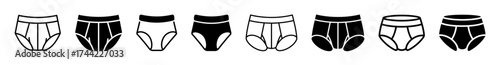 Line art and silhouette illustrations of briefs