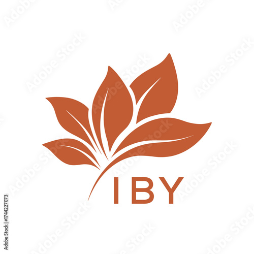 Modern Abstract Botanical Logo with Leaf Motif and Letter mark "IBY" IBY Later Logo, 
