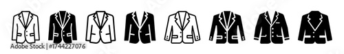 Collection of suit jackets in black and white