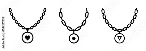 Three necklaces with different pendants