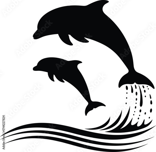 Dolphin Leaping Vector Illustration