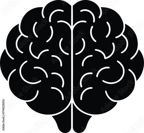 Brain silhouette vector art illustration