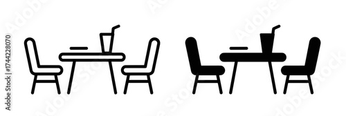 Two tables with chairs and drinks