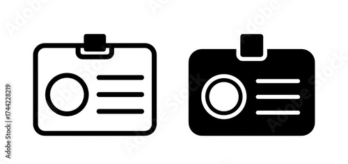 Two id card icons, one outline and one solid