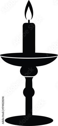 Candle stand silhouette vector art illustration