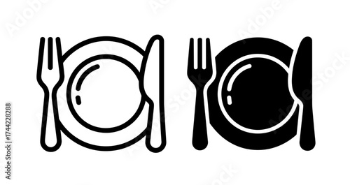 Plate with fork and knife icons