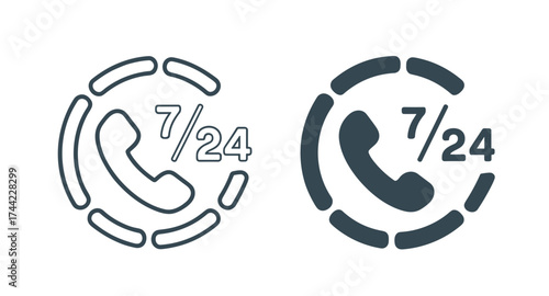 247 customer support icon with phone and circular elements