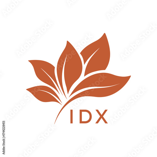 Modern Abstract Botanical Logo with Leaf Motif and Letter mark "IDX" IDX Later Logo, 
