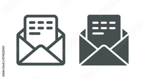 Two email icons, one outline and one filled