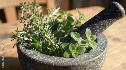 fresh herbs in a pot