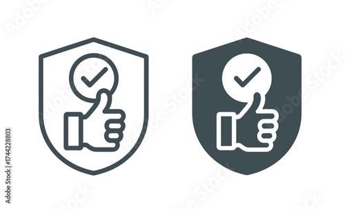 Thumbs up and check mark inside shield icon
