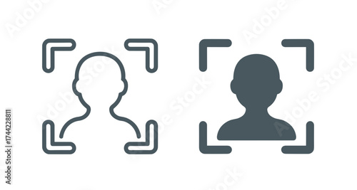 Outline and filled icon of a person in a frame