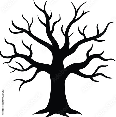 Cursed tree silhouette vector art illustration