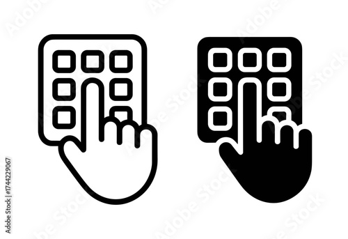 Hand pressing button on keypad