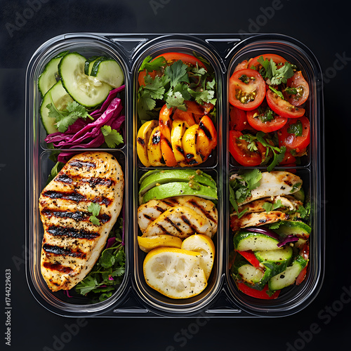 Three Meal Prep Containers Filled with Grilled Chicken for Healthy Eating Lifestyle