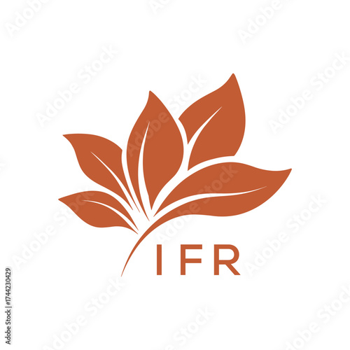 Botanical Nature Logo with Leaves in Brown, IFR Later Logo, Abstract Floral Logo for Natural Products
