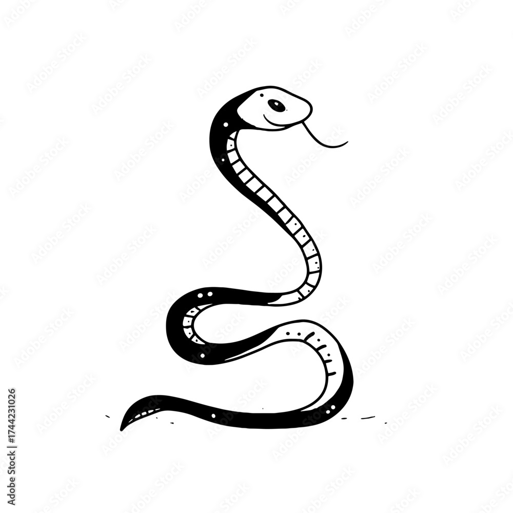 Fototapeta premium Python. Python simple black and white line art vector logo