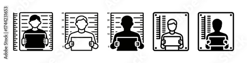 Mugshot icons showing different people against a height chart