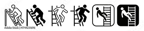 Collection of icons depicting people climbing ladders