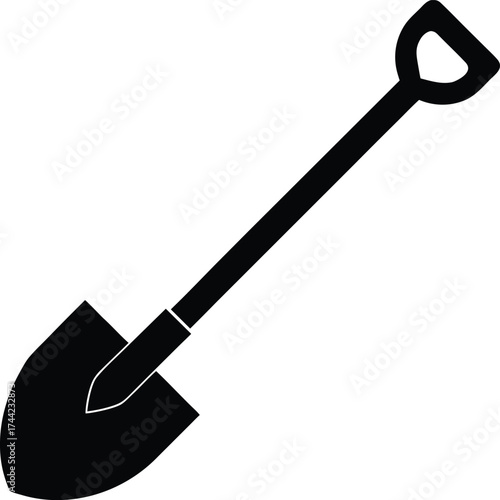 Shovel silhouette vector art illustration