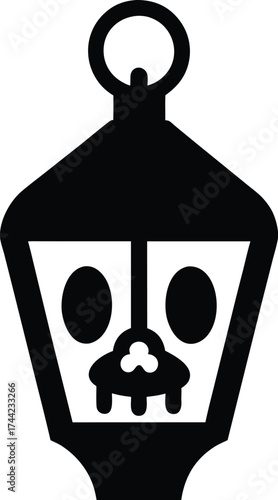 Skull lantern silhouette vector art illustration