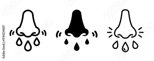 Three nose icons with dripping effect