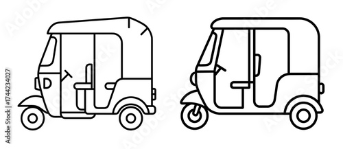 Two line art auto rickshaws