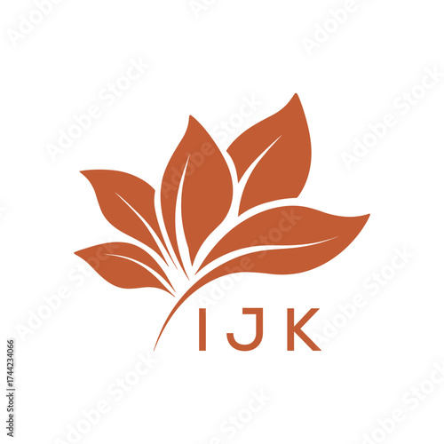 Botanical Nature Logo with Leaves in Brown, IJK Later Logo, Elegant Plant Emblem with Typography, 

IJK leaf logo, IJK minimalist logo, IJK nature logo, IJK  botanical design, IJK  floral emblem, IJK 