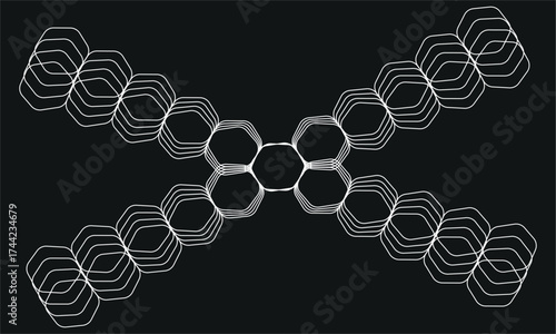 Vector art of geometric honeycomb structure with repeating hexagonal shapes on