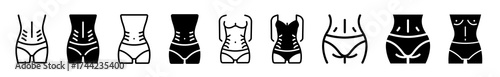 Collection of stylized female torso icons with different waistlines