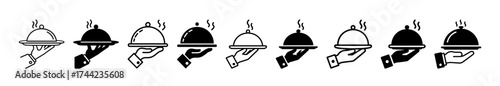 Collection of hands serving food under cloches