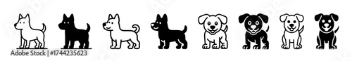 Collection of cartoon dog icons