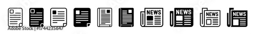 Collection of document and newspaper icons on