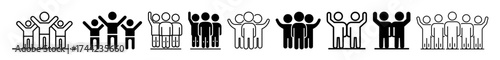 Group of people icons with raised hands