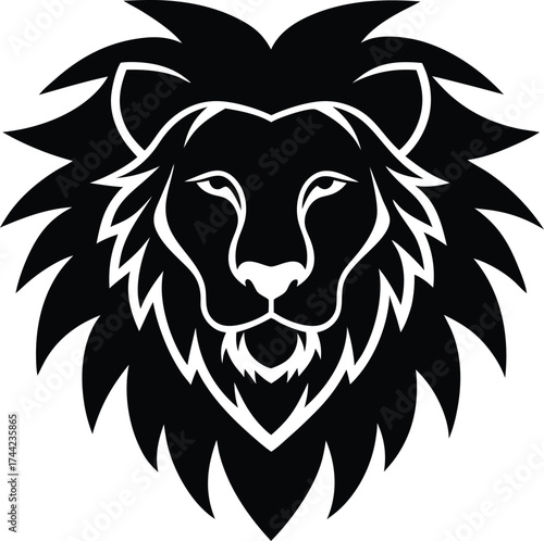 Bold king lion head mascot vector illustration for wild animal tattoo design