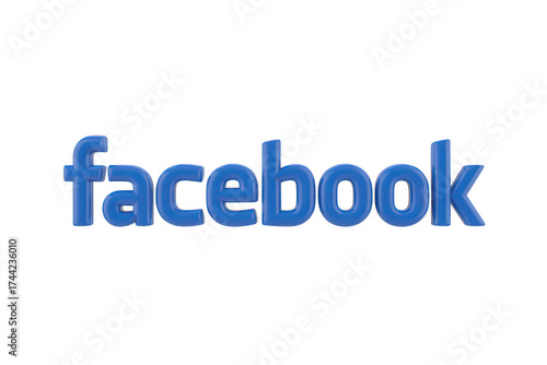 3d facebook logo isolated on transparent background