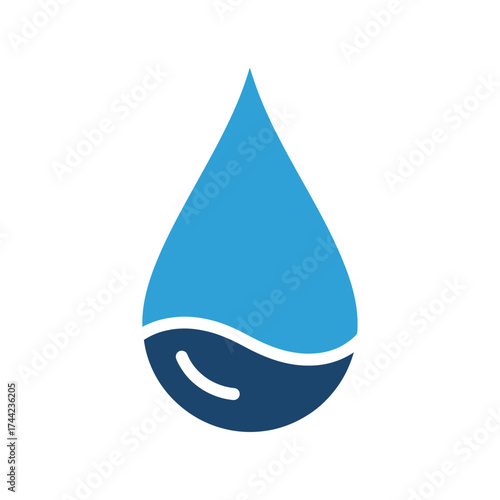 Stylized Water Drop A Simple Icon Representing Hydration, Purity, and Refreshment, Ready for Design