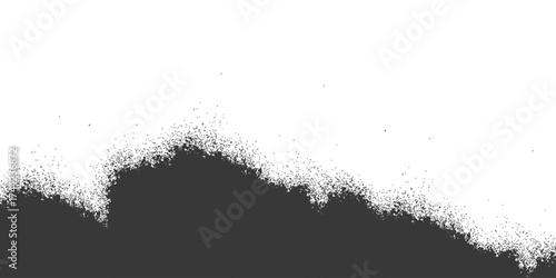 A vector illustration of a house with a grunge black ink splatter texture and a decorative paint splash border frame pattern