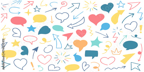 Wallpaper Mural Seamless vector birthday pattern with cartoon balloons and hearts illustration for child decoration and design Torontodigital.ca