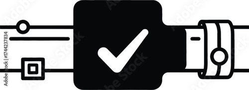 Vector art of smartwatch data transfer silhouette, illustrating modern technology and data connectivity