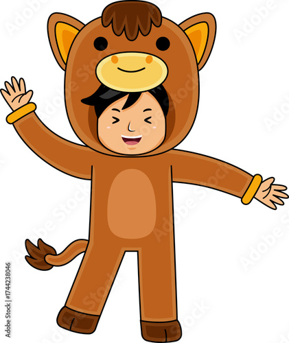 boy wear horse animal costume