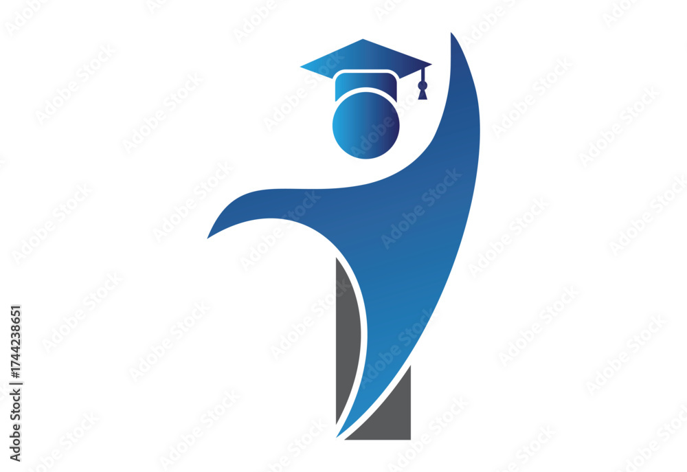 Obraz premium Graduation flat Icon human with latter I design concept